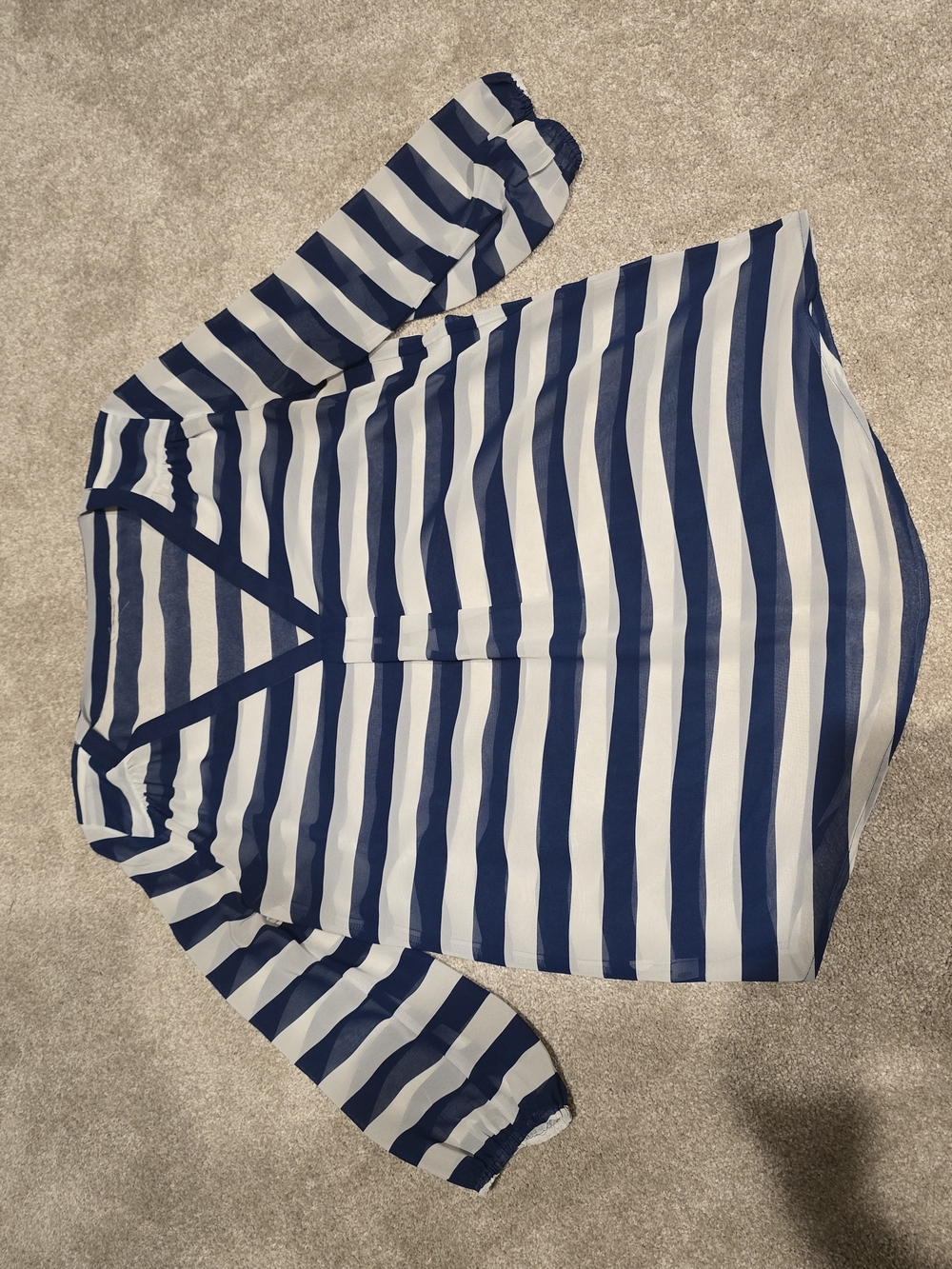Striped Navy & White Sheer Top